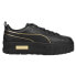 Puma Mayze Metal Lace Up Womens Black Sneakers Casual Shoes 381606-02