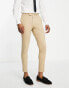 ASOS DESIGN wedding super skinny suit trousers in stone micro texture