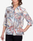 Фото #4 товара Petite Classics Eclectic Mixed Print Floral Button Down Top