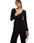 Vero Moda knitted wide leg jumpsuit in black Черный, S - EU 36 - фото #2