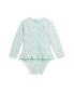 ფოტო #3 პროდუქტის Baby Girls Floral Ruffled One Piece Crewneck Rash Guard