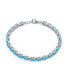 Фото #3 товара Simple Strand Created Blue Opal Tennis Bracelet For Women .925 Sterling Silver October Birthstone 7-7.5 Inch