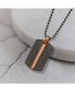 ფოტო #2 პროდუქტის Polished Black and Brown IP-plated Dog Tag Ball Chain Necklace