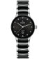 ფოტო #1 პროდუქტის Women's Swiss Automatic Centrix Diamond (1/20 ct. t.w.) Black High-Tech Ceramic & Stainless Steel Bracelet Watch 31mm