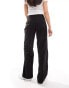 Stradivarius tailored straight leg trouser in black