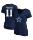 Фото #2 товара Women's Micah Parsons Navy Dallas Cowboys Plus Size Player Name and Number V-Neck T-shirt