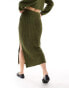 Фото #4 товара ASOS DESIGN knitted midi skirt in open stitch co-ord in khaki