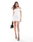 Фото #4 товара Miss Selfridge occasion bardot bow back mini dress in ivory