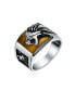 Фото #3 товара Men's Gemstone Large Roaring Lion Head Ring For Men Solid Oxidized .925 Sterling Silver Handmade In Turkey