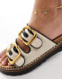 Фото #3 товара River Island stitched double buckle sandal in ecru