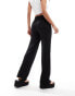 Monki textured pull-on straight leg trousers in black