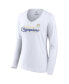 Фото #3 товара Women's White Los Angeles Rams Super Bowl LVI Champions Long Sleeve V-Neck T-shirt