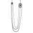 ფოტო #1 პროდუქტის Silver-Tone Crystal Flower Triple Chain Necklace 30"