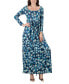 Фото #1 товара Women's Abstract Long Sleeve Pleated Maxi Dress