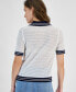 Фото #2 товара Women's Johnny-Collar Short-Sleeve Sweater