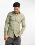 Фото #1 товара New Look muscle fit poplin shirt in light khaki