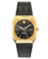 ფოტო #1 პროდუქტის Men's Swiss Black Leather Strap Watch 44mm