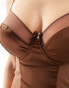 Фото #6 товара Ivory Rose Fuller Bust DD-G satin mesh bodysuit in chocolate brown