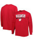 Фото #4 товара Men's Red Wisconsin Badgers Big and Tall Two-Hit Raglan Long Sleeve T-shirt