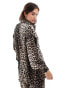 Extro & Vert plisse shirt in leopard print co-ord