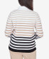 ფოტო #2 პროდუქტის Women's Neutral Territory Collar Trimmed Embellished Stripe Sweater