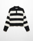 ფოტო #3 პროდუქტის Women's Striped Polo-Neck Sweater