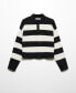 Фото #3 товара Women's Striped Polo-Neck Sweater