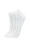Kadın Yaprak Baskılı 3'lü Pamuklu Patik Çorap C0817axns