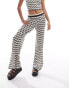 Фото #4 товара Noisy May knitted wide leg trouser co-ord in black & white wave