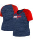 Фото #1 товара Women's Navy Minnesota Twins Plus Size Space Dye Raglan V-Neck T-shirt