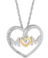 Фото #4 товара Macy's mom Diamond Heart Necklace in Sterling Silver and 14k Gold (1/10 ct. t.w.)