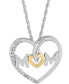 Mom Diamond Heart Necklace in Sterling Silver and 14k Gold (1/10 ct. t.w.)