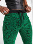 ASOS DESIGN flare joggers in green velour burnout