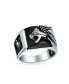 Фото #1 товара Men's Gemstone Large Roaring Lion Head Ring For Men Solid Oxidized .925 Sterling Silver Handmade In Turkey