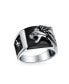 Men's Gemstone Large Roaring Lion Head Ring For Men Solid Oxidized .925 Sterling Silver Handmade In Turkey