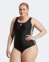 Фото #2 товара adidas Originals Plus Adicolor 3-Stripes Swimsuit in Black