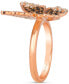 ფოტო #3 პროდუქტის Ombré® Chocolate Ombré Diamond & Vanilla Diamond Butterfly Ring (3/4 ct. t.w.) in 14k Rose Gold