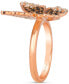 Фото #3 товара Ombré® Chocolate Ombré Diamond & Vanilla Diamond Butterfly Ring (3/4 ct. t.w.) in 14k Rose Gold