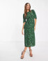 Фото #2 товара Nobody's Child Evie tea midi dress in green leopard