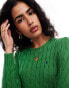 Polo Ralph Lauren cable knit jumper in green with logo