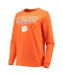 ფოტო #4 პროდუქტის Women's Orange, Gray Clemson Tigers Raglan Long Sleeve T-shirt and Shorts Sleep Set