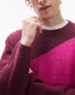 Topman knitted jumper with abstract placement in pink