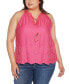 Black Label Plus Size Embroidered Hem Sleeveless Top