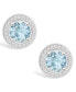 Aquamarine (1-1/2 ct. t.w.) and Diamond (1/5 ct. t.w.) Halo Studs in Sterling Silver