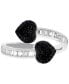 ფოტო #1 პროდუქტის Black Cubic Zirconia Two Heart Bypass Ring in Sterling Silver