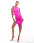 AX Paris slinky sleeveless asymmetric ruffle hem mini dress in pink Розовый, 44 - фото #4