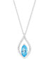 ფოტო #1 პროდუქტის Swiss Blue Topaz (1-1/6 ct. t.w.) & Diamond (1/10 ct. t.w.) Marquise Open Halo 18" Pendant Necklace in 14k White Gold (Also in Pink Amethyst & Peridot)