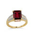 ფოტო #1 პროდუქტის Elegant Art Deco Style 3CT Red Rhodolite Natural Garnet Side Stone Baguette Ring 2.5 Micron 14K Yellow Gold Vermeil Sterling Silver