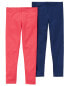 Фото #1 товара Baby 2-Pack Red & Navy Leggings 24M