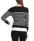 Фото #2 товара Juniors' Striped Ribbed Button-Cuff Sweater